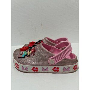 Disney Pink Glitter Light Up Minnie Mouse Crocs Girls size 1